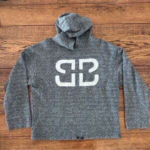 Birdiebee Hoodie Made in USA  Athleisure Lounge Gray Logo Pullover Womens Large